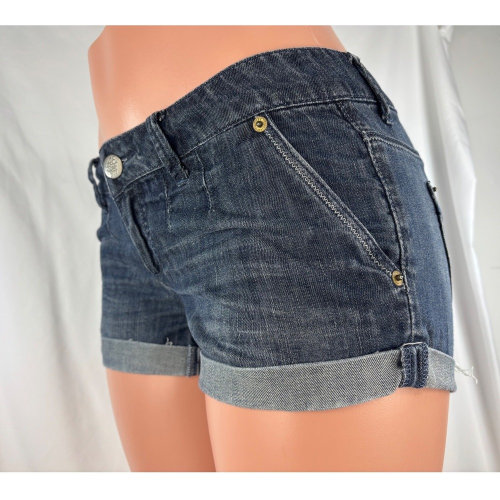 American Eagle Low Rise Cuffed Jean Shorts Women's Dark Wash 100% Cotton 30x2.5 - Picture 3 of 15